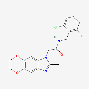 molecular formula C19H17ClFN3O3 B11298787 N-(2-chloro-6-fluorobenzyl)-2-(2-methyl-6,7-dihydro-1H-[1,4]dioxino[2,3-f]benzimidazol-1-yl)acetamide 