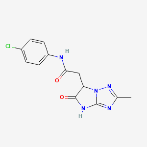 molecular formula C13H12ClN5O2 B11298803 N-(4-chlorophenyl)-2-(2-methyl-5-oxo-5,6-dihydro-4H-imidazo[1,2-b][1,2,4]triazol-6-yl)acetamide 