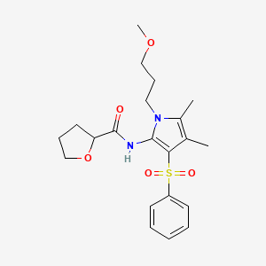 molecular formula C21H28N2O5S B11299105 N-[1-(3-methoxypropyl)-4,5-dimethyl-3-(phenylsulfonyl)-1H-pyrrol-2-yl]tetrahydrofuran-2-carboxamide 