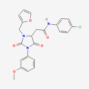molecular formula C23H20ClN3O5 B11299250 N-(4-chlorophenyl)-2-[3-(furan-2-ylmethyl)-1-(3-methoxyphenyl)-2,5-dioxoimidazolidin-4-yl]acetamide 