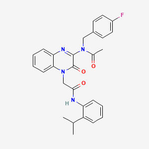 molecular formula C28H27FN4O3 B11299285 N-(4-fluorobenzyl)-N-[3-oxo-4-(2-oxo-2-{[2-(propan-2-yl)phenyl]amino}ethyl)-3,4-dihydroquinoxalin-2-yl]acetamide 