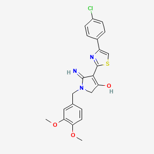 molecular formula C22H20ClN3O3S B11299321 5-amino-4-[4-(4-chlorophenyl)-1,3-thiazol-2-yl]-1-(3,4-dimethoxybenzyl)-1,2-dihydro-3H-pyrrol-3-one 