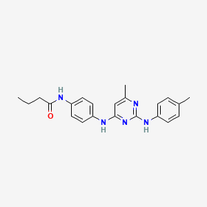 molecular formula C22H25N5O B11299370 N-[4-({6-methyl-2-[(4-methylphenyl)amino]pyrimidin-4-yl}amino)phenyl]butanamide 