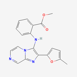 molecular formula C19H16N4O3 B11299374 Methyl 2-{[2-(5-methyl-2-furyl)imidazo[1,2-a]pyrazin-3-yl]amino}benzoate 