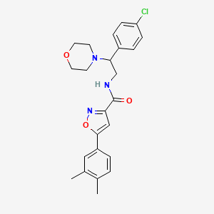 molecular formula C24H26ClN3O3 B11299553 N-[2-(4-chlorophenyl)-2-(morpholin-4-yl)ethyl]-5-(3,4-dimethylphenyl)-1,2-oxazole-3-carboxamide 