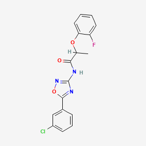 molecular formula C17H13ClFN3O3 B11299613 N-[5-(3-chlorophenyl)-1,2,4-oxadiazol-3-yl]-2-(2-fluorophenoxy)propanamide 