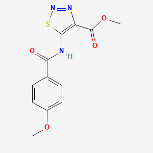 molecular formula C12H11N3O4S B11299823 Methyl 5-[(4-methoxybenzoyl)amino]-1,2,3-thiadiazole-4-carboxylate 