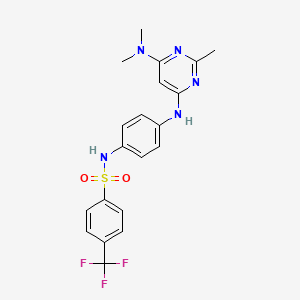 molecular formula C20H20F3N5O2S B11299848 N-(4-((6-(dimethylamino)-2-methylpyrimidin-4-yl)amino)phenyl)-4-(trifluoromethyl)benzenesulfonamide 