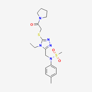molecular formula C19H27N5O3S2 B11299886 N-[(4-ethyl-5-{[2-oxo-2-(pyrrolidin-1-yl)ethyl]sulfanyl}-4H-1,2,4-triazol-3-yl)methyl]-N-(4-methylphenyl)methanesulfonamide 