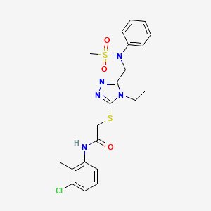 molecular formula C21H24ClN5O3S2 B11299897 N-(3-chloro-2-methylphenyl)-2-[(4-ethyl-5-{[(methylsulfonyl)(phenyl)amino]methyl}-4H-1,2,4-triazol-3-yl)sulfanyl]acetamide 