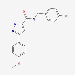 molecular formula C18H16ClN3O2 B11299899 N-(4-chlorobenzyl)-5-(4-methoxyphenyl)-1H-pyrazole-3-carboxamide 