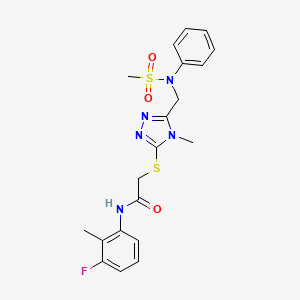 molecular formula C20H22FN5O3S2 B11299900 N-(3-fluoro-2-methylphenyl)-2-[(4-methyl-5-{[(methylsulfonyl)(phenyl)amino]methyl}-4H-1,2,4-triazol-3-yl)sulfanyl]acetamide 