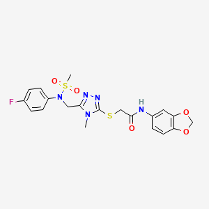 molecular formula C20H20FN5O5S2 B11299919 N-(1,3-benzodioxol-5-yl)-2-[(5-{[(4-fluorophenyl)(methylsulfonyl)amino]methyl}-4-methyl-4H-1,2,4-triazol-3-yl)sulfanyl]acetamide 