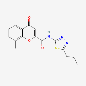 molecular formula C16H15N3O3S B11299946 8-methyl-4-oxo-N-(5-propyl-1,3,4-thiadiazol-2-yl)-4H-chromene-2-carboxamide 