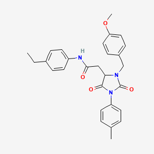 molecular formula C28H29N3O4 B11300069 N-(4-ethylphenyl)-2-[3-(4-methoxybenzyl)-1-(4-methylphenyl)-2,5-dioxoimidazolidin-4-yl]acetamide 