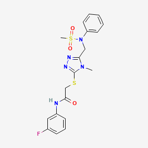molecular formula C19H20FN5O3S2 B11300187 N-(3-fluorophenyl)-2-[(4-methyl-5-{[(methylsulfonyl)(phenyl)amino]methyl}-4H-1,2,4-triazol-3-yl)sulfanyl]acetamide 