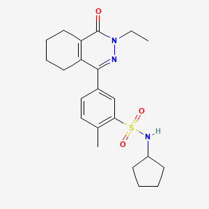 molecular formula C22H29N3O3S B11300221 N-cyclopentyl-5-(3-ethyl-4-oxo-3,4,5,6,7,8-hexahydrophthalazin-1-yl)-2-methylbenzenesulfonamide 