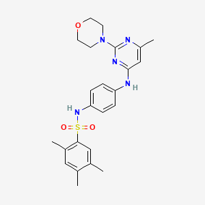 molecular formula C24H29N5O3S B11300416 2,4,5-trimethyl-N-(4-((6-methyl-2-morpholinopyrimidin-4-yl)amino)phenyl)benzenesulfonamide 
