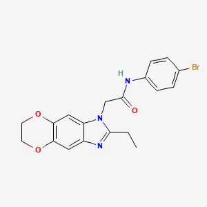 molecular formula C19H18BrN3O3 B11300459 N-(4-bromophenyl)-2-(2-ethyl-6,7-dihydro-1H-[1,4]dioxino[2,3-f]benzimidazol-1-yl)acetamide 