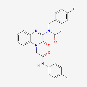 molecular formula C26H23FN4O3 B11300466 N-(4-fluorobenzyl)-N-(4-{2-[(4-methylphenyl)amino]-2-oxoethyl}-3-oxo-3,4-dihydroquinoxalin-2-yl)acetamide 
