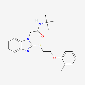 molecular formula C22H27N3O2S B11300704 N-tert-butyl-2-(2-{[2-(2-methylphenoxy)ethyl]sulfanyl}-1H-benzimidazol-1-yl)acetamide 