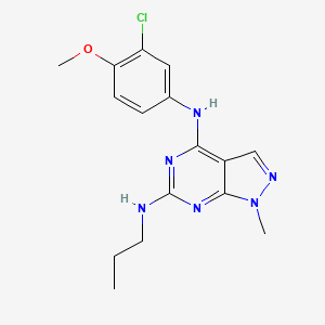 molecular formula C16H19ClN6O B11300745 N~4~-(3-chloro-4-methoxyphenyl)-1-methyl-N~6~-propyl-1H-pyrazolo[3,4-d]pyrimidine-4,6-diamine 