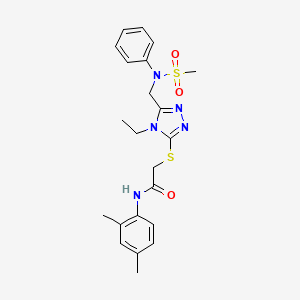 molecular formula C22H27N5O3S2 B11300795 N-(2,4-dimethylphenyl)-2-[(4-ethyl-5-{[(methylsulfonyl)(phenyl)amino]methyl}-4H-1,2,4-triazol-3-yl)sulfanyl]acetamide 