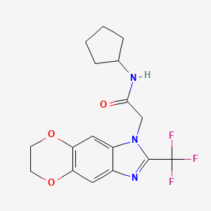 molecular formula C17H18F3N3O3 B11300806 N-cyclopentyl-2-[2-(trifluoromethyl)-6,7-dihydro-1H-[1,4]dioxino[2,3-f]benzimidazol-1-yl]acetamide 