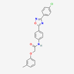 molecular formula C23H18ClN3O3 B11300836 N-{4-[3-(4-chlorophenyl)-1,2,4-oxadiazol-5-yl]phenyl}-2-(3-methylphenoxy)acetamide 