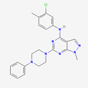 molecular formula C23H24ClN7 B11300915 N-(3-chloro-4-methylphenyl)-1-methyl-6-(4-phenylpiperazin-1-yl)-1H-pyrazolo[3,4-d]pyrimidin-4-amine 