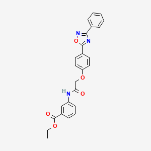 molecular formula C25H21N3O5 B11301062 Ethyl 3-({[4-(3-phenyl-1,2,4-oxadiazol-5-yl)phenoxy]acetyl}amino)benzoate 