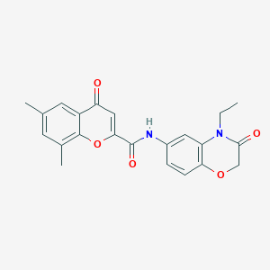 molecular formula C22H20N2O5 B11301066 N-(4-ethyl-3-oxo-3,4-dihydro-2H-1,4-benzoxazin-6-yl)-6,8-dimethyl-4-oxo-4H-chromene-2-carboxamide 