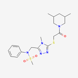molecular formula C20H29N5O3S2 B11301149 N-[(5-{[2-(3,5-dimethylpiperidin-1-yl)-2-oxoethyl]sulfanyl}-4-methyl-4H-1,2,4-triazol-3-yl)methyl]-N-phenylmethanesulfonamide 