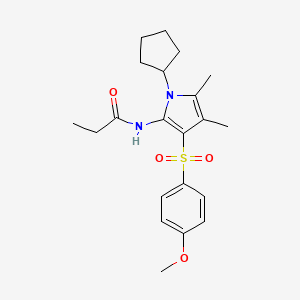 molecular formula C21H28N2O4S B11301174 N-{1-cyclopentyl-3-[(4-methoxyphenyl)sulfonyl]-4,5-dimethyl-1H-pyrrol-2-yl}propanamide 