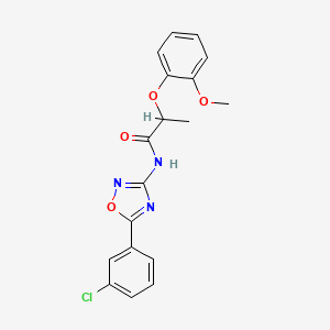 molecular formula C18H16ClN3O4 B11301196 N-[5-(3-chlorophenyl)-1,2,4-oxadiazol-3-yl]-2-(2-methoxyphenoxy)propanamide 