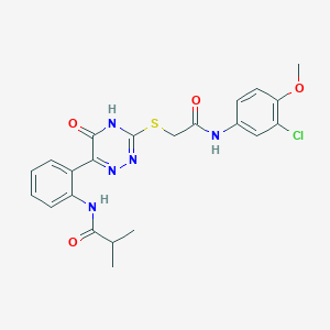 molecular formula C22H22ClN5O4S B11301277 N-{2-[3-({2-[(3-chloro-4-methoxyphenyl)amino]-2-oxoethyl}sulfanyl)-5-oxo-4,5-dihydro-1,2,4-triazin-6-yl]phenyl}-2-methylpropanamide 
