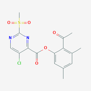 molecular formula C16H15ClN2O5S B11301282 2-Acetyl-3,5-dimethylphenyl 5-chloro-2-(methylsulfonyl)pyrimidine-4-carboxylate 