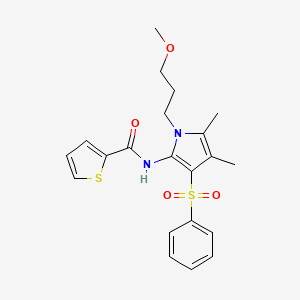 molecular formula C21H24N2O4S2 B11301314 N-[1-(3-methoxypropyl)-4,5-dimethyl-3-(phenylsulfonyl)-1H-pyrrol-2-yl]thiophene-2-carboxamide 