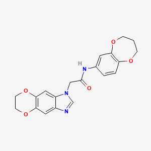 molecular formula C20H19N3O5 B11301379 N-(3,4-dihydro-2H-1,5-benzodioxepin-7-yl)-2-(6,7-dihydro-1H-[1,4]dioxino[2,3-f]benzimidazol-1-yl)acetamide 