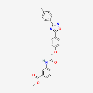 molecular formula C25H21N3O5 B11301505 Methyl 3-[({4-[3-(4-methylphenyl)-1,2,4-oxadiazol-5-yl]phenoxy}acetyl)amino]benzoate 