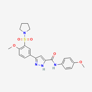molecular formula C22H24N4O5S B11301589 N-(4-methoxyphenyl)-5-[4-methoxy-3-(pyrrolidin-1-ylsulfonyl)phenyl]-1H-pyrazole-3-carboxamide 
