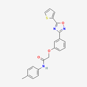 molecular formula C21H17N3O3S B11301597 N-(4-methylphenyl)-2-{3-[5-(thiophen-2-yl)-1,2,4-oxadiazol-3-yl]phenoxy}acetamide 