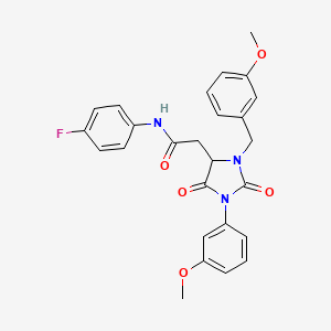 molecular formula C26H24FN3O5 B11301728 N-(4-fluorophenyl)-2-[3-(3-methoxybenzyl)-1-(3-methoxyphenyl)-2,5-dioxoimidazolidin-4-yl]acetamide 