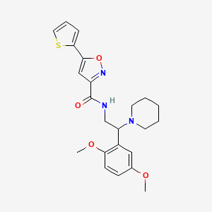 molecular formula C23H27N3O4S B11301864 N-[2-(2,5-dimethoxyphenyl)-2-(piperidin-1-yl)ethyl]-5-(thiophen-2-yl)-1,2-oxazole-3-carboxamide 