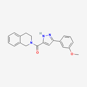molecular formula C20H19N3O2 B11301889 3,4-dihydroisoquinolin-2(1H)-yl[5-(3-methoxyphenyl)-1H-pyrazol-3-yl]methanone 