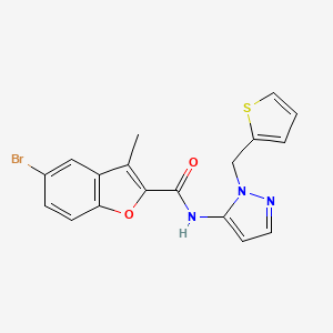 molecular formula C18H14BrN3O2S B11302034 5-bromo-3-methyl-N-[1-(thiophen-2-ylmethyl)-1H-pyrazol-5-yl]-1-benzofuran-2-carboxamide 