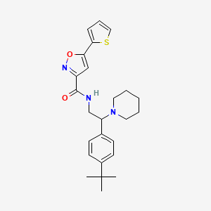molecular formula C25H31N3O2S B11302171 N-[2-(4-tert-butylphenyl)-2-(piperidin-1-yl)ethyl]-5-(thiophen-2-yl)-1,2-oxazole-3-carboxamide 