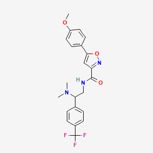 molecular formula C22H22F3N3O3 B11302179 N-[2-(Dimethylamino)-2-[4-(trifluoromethyl)phenyl]ethyl]-5-(4-methoxyphenyl)-1,2-oxazole-3-carboxamide 