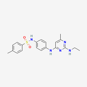 molecular formula C20H23N5O2S B11302255 N-(4-((2-(ethylamino)-6-methylpyrimidin-4-yl)amino)phenyl)-4-methylbenzenesulfonamide 