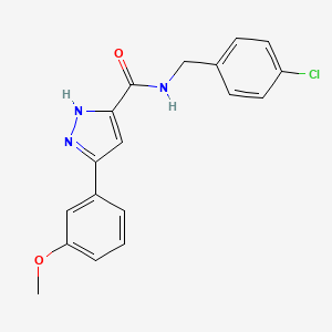 molecular formula C18H16ClN3O2 B11302459 N-(4-chlorobenzyl)-5-(3-methoxyphenyl)-1H-pyrazole-3-carboxamide 